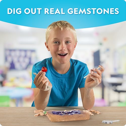 NATIONAL GEOGRAPHIC Mega Gemstone Dig Kit – Dig Up 15 Real Gemstones and Crystals, Science Kit for Kids, Gem Digging Kit, Gift for Girls and Boys, Mining Kit, Rock Collection - style: 15 Stunning Gems