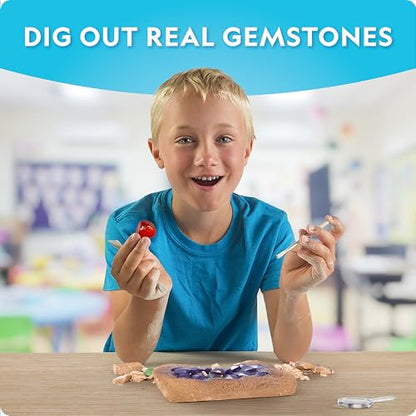 NATIONAL GEOGRAPHIC Mega Gemstone Dig Kit – Dig Up 15 Real Gemstones and Crystals, Science Kit for Kids, Gem Digging Kit, Gift for Girls and Boys, Mining Kit, Rock Collection - style: 15 Stunning Gems