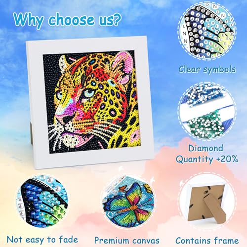 Libfx Diamond Art Kits for Kids with Frame Diamond Art for Girls Boys Beginners Arts and Crafts Birthday Gifts (Leopard) - color: Leopard