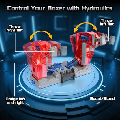 Hydraulic Boxing Bots Building Kit, STEM Educational Fighting Game Set, 2-Player Battle Robot Toy for Kids, Cool Birthday Gift for Boys Age 8+