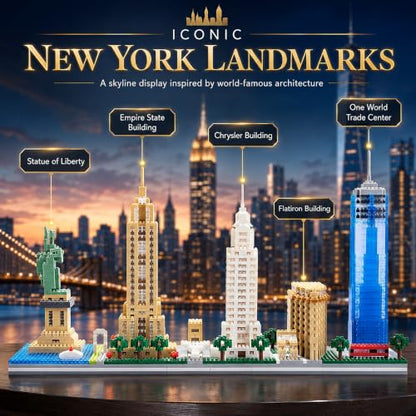 New York Skyline Architecture Micro Mini Building Block Set 3452Pcs - style: New York Skyline