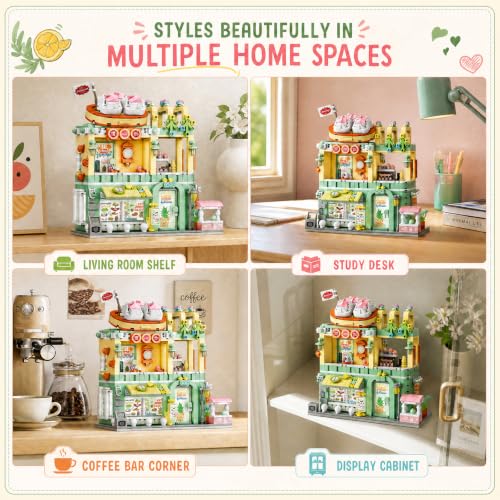 City Street View Building Blocks, Modular Architecture Model - color: Mint