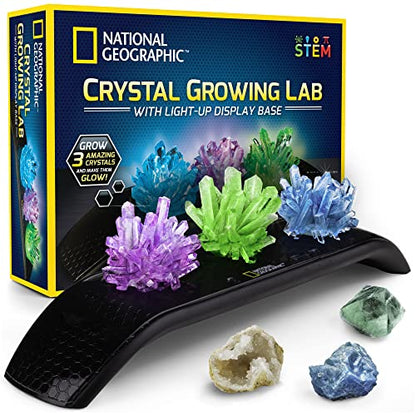 National Geographic Crystal Growing Kit with 3 Crystals for Kids Ages 8-12 - style: 3 Vibrant Colored Crystals