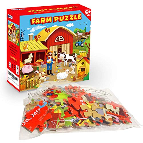 KiDEPOCH 100pc Barnyard Floor Puzzle, 13.8" x 19.7", Paper, Jigsaw, Beginner, 3-8 Years - style: Barnyard