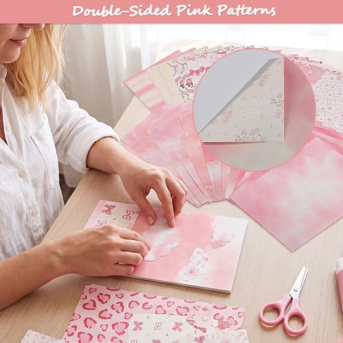 Pink Scrapbook Paper Pack, 60 Sheets, 14 x 21 cm - color: Romantic