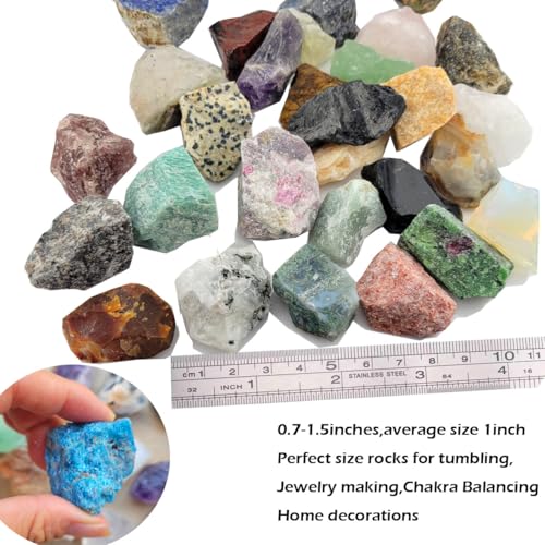 Bulk Natural Rocks for Tumbling,Rocks Minerals Collections Raw Crystals Rough Stones for Polishing Gemstones Crystals and Healing Stones for Wicca Reiki (0.5lb(10-15pcs))
