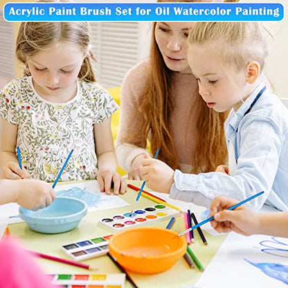 50Pcs Round Paint Brushes Bulk, Anezus Small Paint Brushes Classroom Brushes Set for Kids Model Canvas Painting Face Acrylic Watercolor Oil and Crafts - style: round
