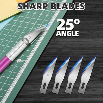55 Pack Exacto Knife, Hobby Knife Set with 5 Craft Knives and 50 Precision Knife Blades(#11) for Art,Scrapbooking,Carving, DIY, Cutting, Stenciling by EGYPAMID