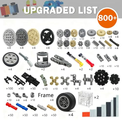 MALEKO Gears Axles Wheels Motor Kit,800+PCS Building Block Technical Parts - color: 800 Gear Set