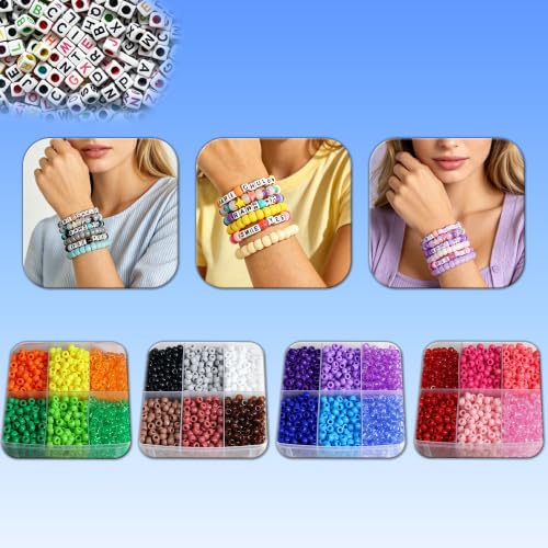 LIS HEGENSA 24Color 4300PCS Kandi Pony Beads Bracelets Jewelry Making Kits - size: 24 Color(4300PCS)