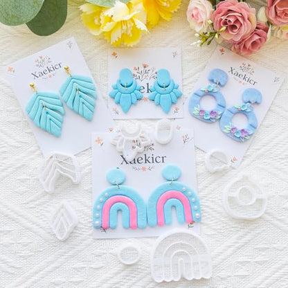 Xaekicr Abstract Shapes Polymer Clay Cutters Set – Clay Cutters for Polymer Molds, Clay Earring and Versatile Tools - color: 2P color