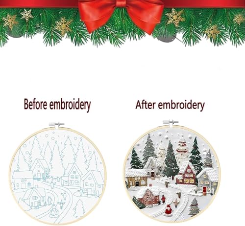 SCECALA 4 Winter Christmas Pack Embroidery Kit for Beginners - color: Beige