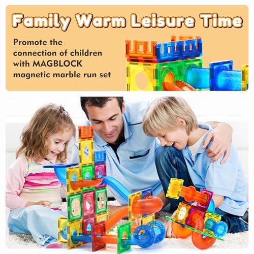 MAGBLOCK 85PCS Marble Run Magnetic Tiles Toy Building Blocks STEM Ages 5+ - size: 85pcs