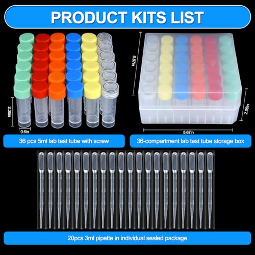36pcs 5ml vials with caps Plastic Cryogenic Test Tubes with caps lab cryovial Tube Container cryovials with 20pcs 3ML Dropper Pipette (36pcs 5ml Test Tube) - size: 36pcs 5ml test tubes
