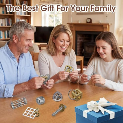 Wettarn 9 Pcs Metal Brain Teasers 3D Steel Puzzle Set, Novel Style - style: Novel Style