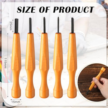 WILLBOND 5 Pcs Linoleum Carving Tool Set Wood Handle Linocut,Classic - style: Classic