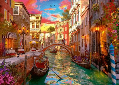 Ravensburger - Venice Romance - 1000 Piece Jigsaw Puzzle - Stunning, Vivid Colors - Picturesque Venice Scene - Bold, Romantic, and Bright - Puzzles for Adults