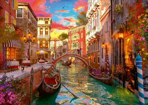 Ravensburger - Venice Romance - 1000 Piece Jigsaw Puzzle - Stunning, Vivid Colors - Picturesque Venice Scene - Bold, Romantic, and Bright - Puzzles for Adults