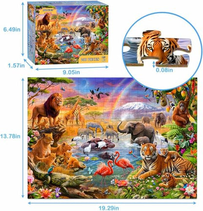 Puzzles for Kids Ages 6-8 8-10 - 200 Piece Puzzles - Animal World Puzzle - color: Animal World