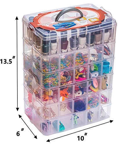 Sooyee 6 Layers Stackable Storage Container 60 Adjustable Compartments - color: Clear, size: 6 Tier