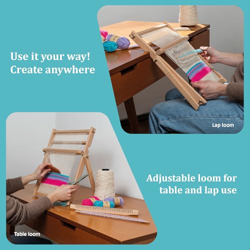 Lily & Oak Weaving Loom for Adults & Kids - Weaving Loom Kit | Beginner-Friendly Table Loom & Lap Loom with Yarn, Tools & Instructions | Wooden Loom for Multicraft Projects (15.8 x 11.8 inches) - size: Small