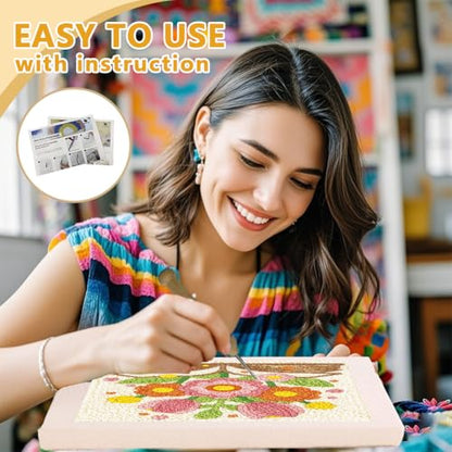 DOODLREAM Bouquet Book Punch Needle Kit for Beginner 9.4" x 9.4" - color: Bouquet on Book