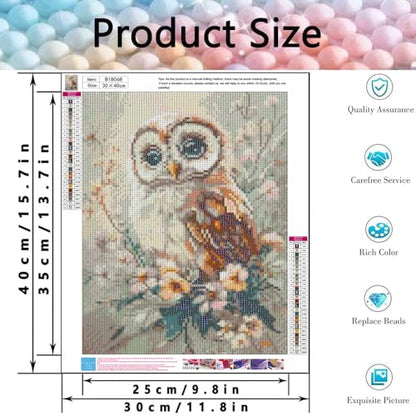 Diamond Art Kits for Adults - Owl Flower Diamond Painting Kits 12X16 inch - color: Owl Flower