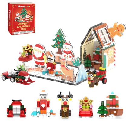 PicassoTiles Magnetic Tiles Building Brick Block Advent Calendar Christmas Theme Set Gingerbread House Holiday Toy Piece Surprise Countdown Magnet Tile STEM Learning Educational Gift for Kids PTA50 - color: Christmas Theme