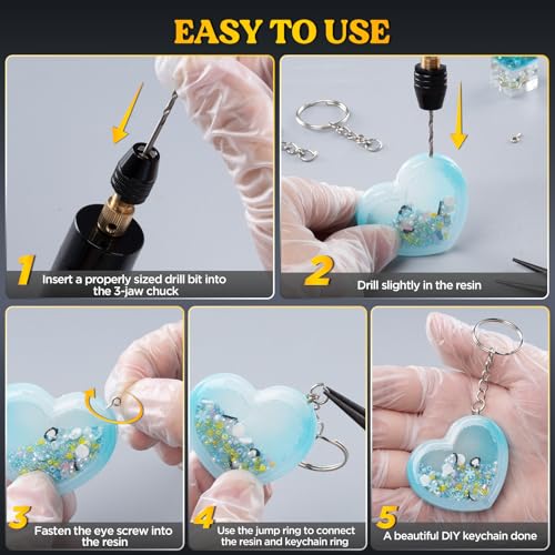 LET'S RESIN Electric Drill, 74Pcs Mini Drills with 3-Jaw Clamp&10 Drill Bit - size: Electric Resin Drill