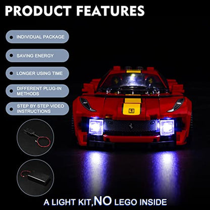 BrickBling LED Lighting Compatible with Lego Speed Champions Ferrari 812 Competizione 76914; New 2023 Light kit Compatible with Lego Ferrari; Light up Your Race Car-No Model - style: 76914 Light
