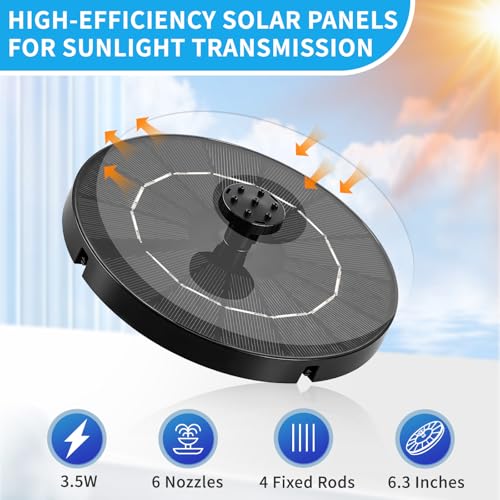 3.5W Solar Powered Water Fountain for Bird Bath Water Pump with 6 Nozzles - color: 3.5w Solar Water Fountain