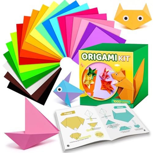 EPPINGWIN 1000 Sheets Origami Paper, 20 Colors Colored Paper, 6"×6" Square Paper for Crafts, Origami Kit with Craft Guide - size: 6 x 6 inch / 1000 sheets