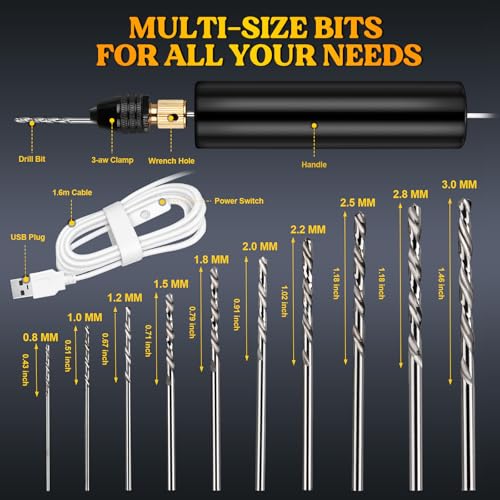 LET'S RESIN Electric Drill, 74Pcs Mini Drills with 3-Jaw Clamp&10 Drill Bit - size: Electric Resin Drill