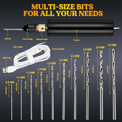 LET'S RESIN Electric Drill, 74Pcs Mini Drills with 3-Jaw Clamp&10 Drill Bit - size: Electric Resin Drill