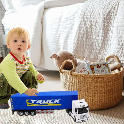 Container Truck Dump Trailer Truck Vehicles Toys,1:50 Scale Dump Trucks with Trailer, Toy Trucks for Kids - color: Trailer Truck Blue