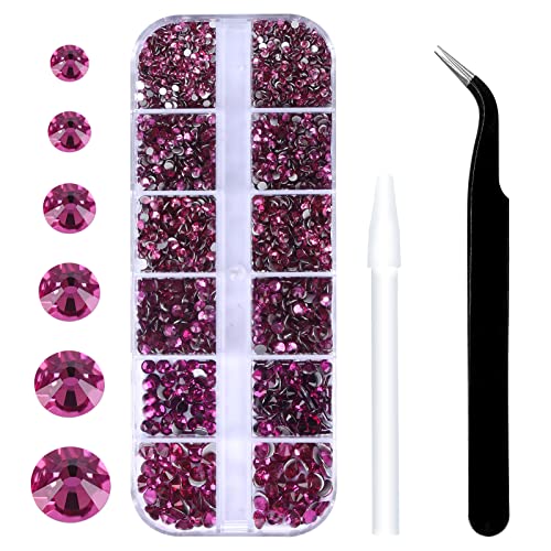 3792pcs Fuchsia Flatback Rhinestones for Bedazzling - color: Fuchsia