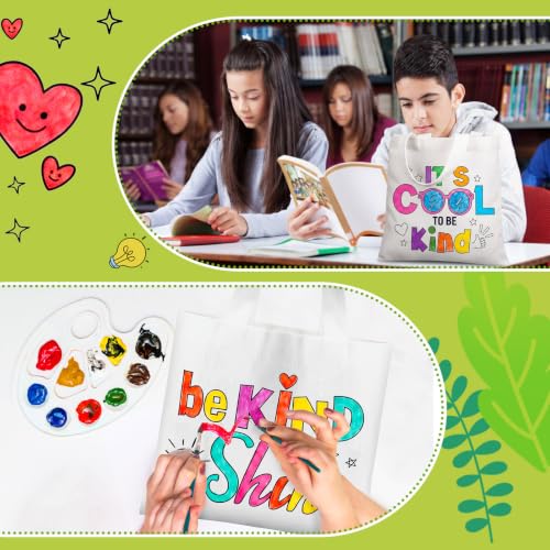 Yaomiao 18 Pcs Be Kind Canvas Tote Bag Student Anti-Bullying Coloring Bag