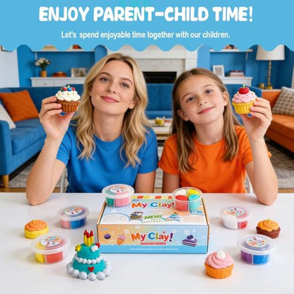 Dessert Clay Kit for Kids – 12 Sweet Treat Themes with Tools & Tutorials | Cupcake Macaron Cake DIY Set | Non-Sticky Modeling Clay | Classroom Party Gift Ages 3+ - color: 12 Boxes of Desserts