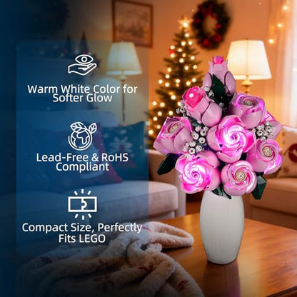 YEABRICKS LED Light for Lego-10374 Botanical Bouquet of Pink Roses Building Blocks Model (Building Set NOT Included) - style: Only Light Bouquet of Pink Roses