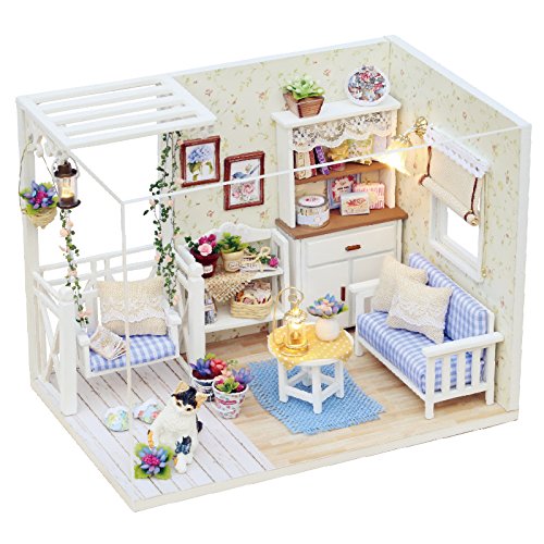 DIY Miniature Dollhouse Kits - Wooden Mini Model House with LED Lights, Tiny Furniture & Accessories – Craft Building Kits for Teens & Adults (Kitten Diary) – Birthday Valentine's Gift - style: Kitten Diary
