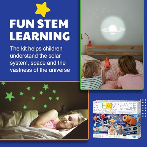 4M - STEAM Space Exploration - Build & Paint Solar System Planetarium Model, Assemble Space Toys Projector with Slides, Includes Glow Stars & Poster - Educational Science Planet Toys Kit, Kids Ages 5+ - style: Space Exploration
