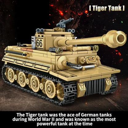 WINGIFT 1030 Piece WW2 Army Tanks Toy Building Sets,Create a German Panzer 38T and a German Tiger Tank Toys,Adult Collectible Model Tanks Sets to Build,Christmas Birthday Gifts for Boys,Teens,Adults