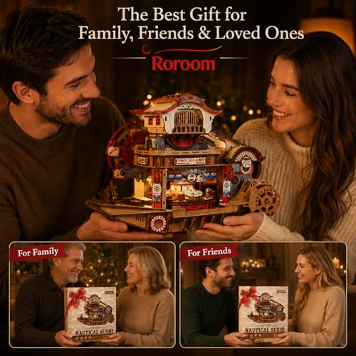 Roroom Mechanical 3D Wooden Puzzles for Adults, 425pcs Wood Building Kit - color: Nautical Sushi