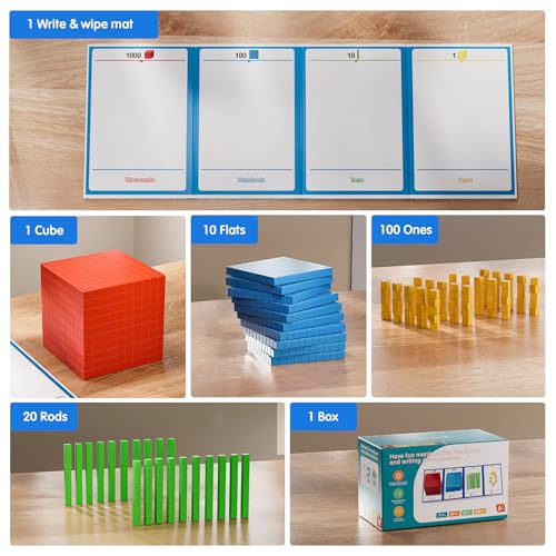 Base Ten Blocks Plastic for Early Counting Math Toy for 1st Grade