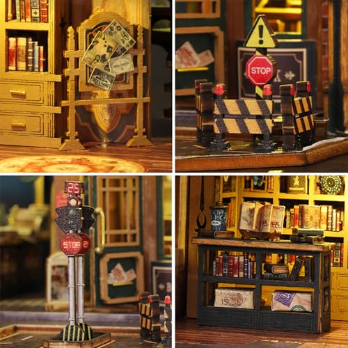 fifijoy DIY Dollhouse Miniature House Kit, Tiny House Kits Mini Doll House Model Building Sets, Wooden Miniature Kits for Adults (Magic Book City) - color: Magic Book City