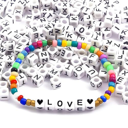 YMSDZHL Alphabet Beads A-Z 1200+Pcs Letter Beads, Acrylic 4x7mm Round Letter Bead Kits,Black Digit and Colorful Smile Bead for Bracelets Necklaces DIY Jewelry Making (Square White,1200+PCS) - color: Square White