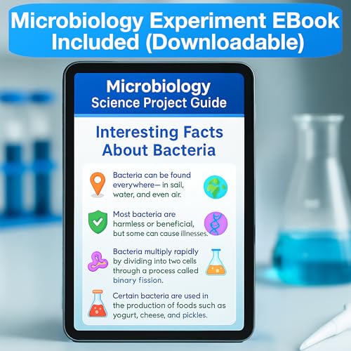 Evviva Sciences Microbiology Science Project Kit, Pre-Poured Agar Plates for Students, Agar Petri Dishes to Learn Microbiology, with Educational Experiment eBook - size: Medium (6 X 4 X 4in)