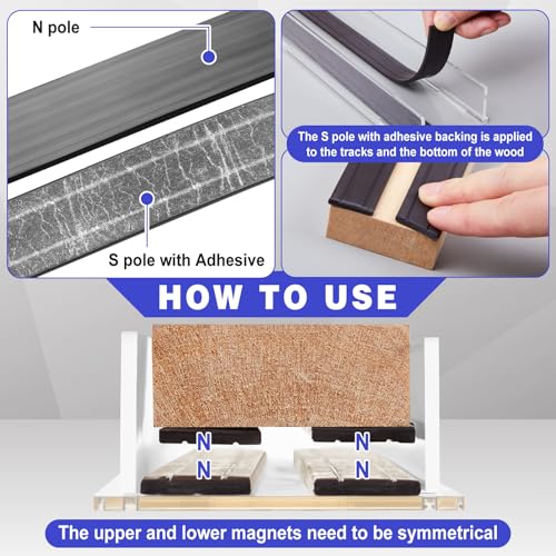 Sabary 2 Roll Monopolar Magnetic Tape 10 feet x 0.8 Wide x 0.12 Thick with Strong Adhesive Backing Anisotropic Flexible Magnetic Strip for Maglev Train Science Project - size: 10 Feet
