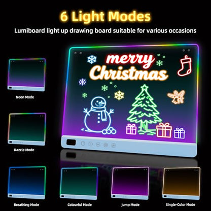 Led Drawing Board with 13 Light Effects, 16" Rechargeable Glow Doodle LED Note Board with Colors, Neon Light Up Drawing Tablet Gifts for Kids for Easter Birthday Christmas Gift Ideas - color: Blue