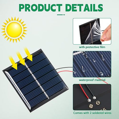 Kanayu 30 Pcs Mini Solar Panels 3V 120MA Small Polycrystalline Solar Cells Bulk DIY System Kits Epoxy Panel Module Photovoltaic Cells Charger 60 x 55 mm for Light Phone Charger Flashlight - size: 60 x 55 mm